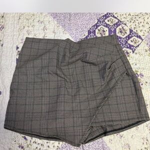 Plaid High-Waist Women’s Shorts - Gray